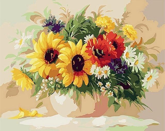 Plant Sunflower Paint By Numbers Canvas Wall Set PBNSUNW11