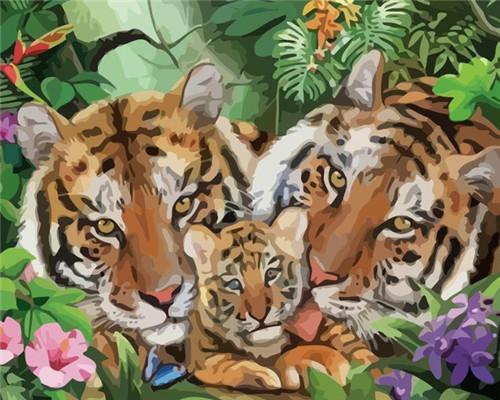Animal Tiger Paint By Numbers Canvas Wall Set PBNTIGW16
