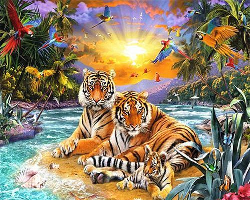 Animal Tiger Paint By Numbers Canvas Wall Set PBNTIGW20