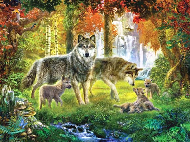 Animal Wolf By Numbers Canvas Wall Set PBNWOLFW7