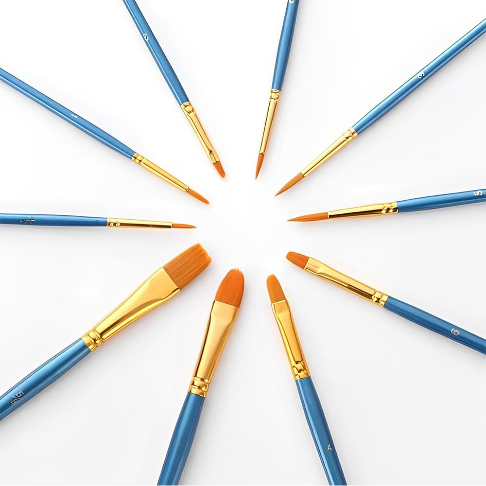10 Penselen voor acrylverf - Verschillende maten en vormen PBNTOOL01