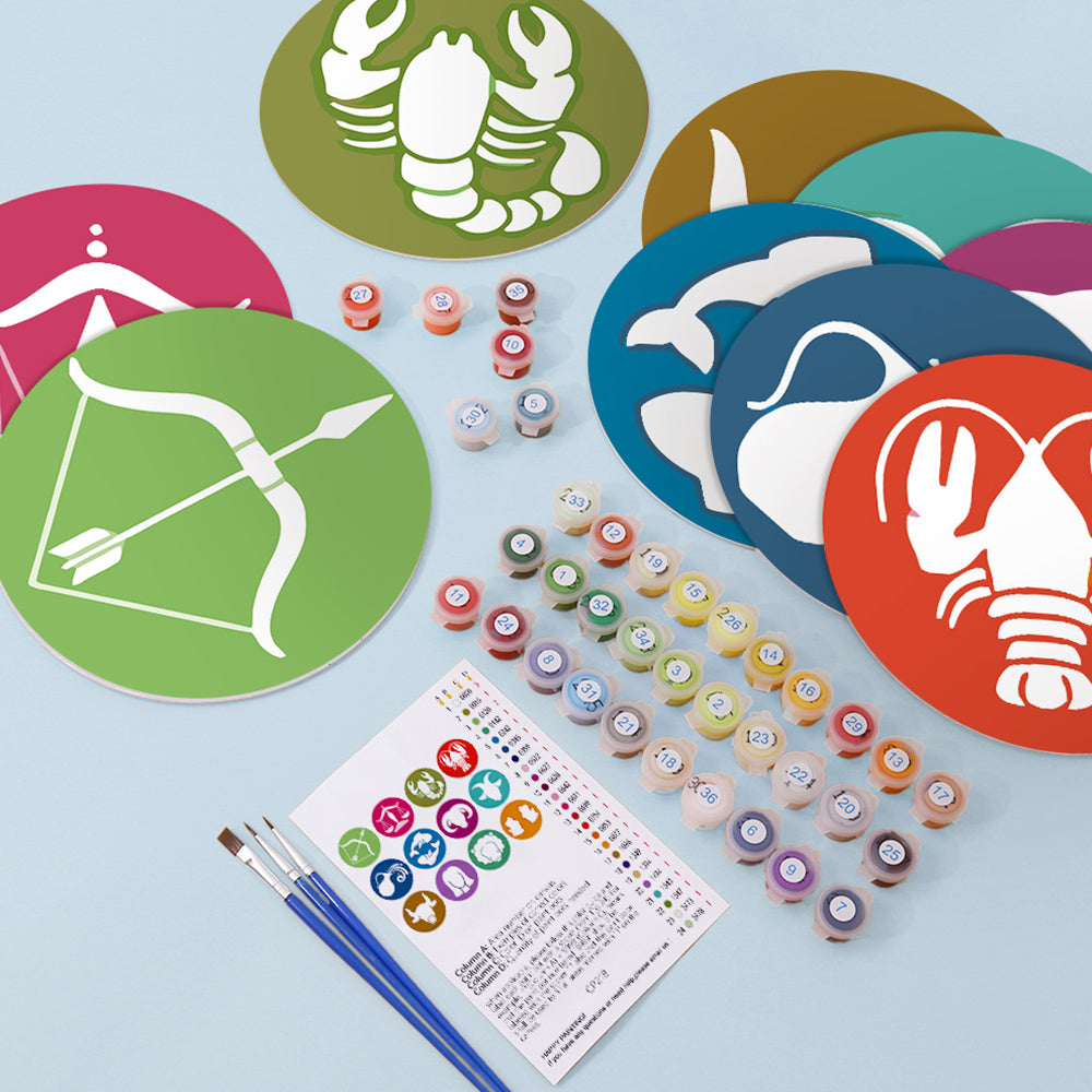 12 Stuks Cartoon Sterrenbeeld Logo Placemats Placemats Schilderen op Nummers