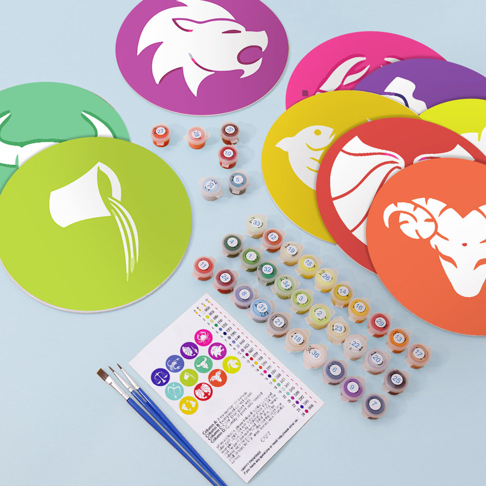 12 Stuks Dierenriem Tekens Placemats Schilderen op Nummers