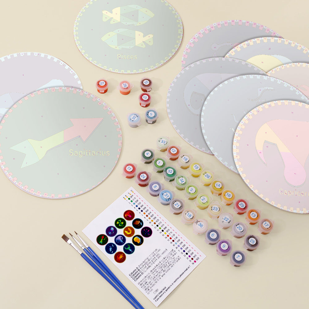 12 Stuks Sterrenbeeld Serie Placemats Schilderen op Nummers