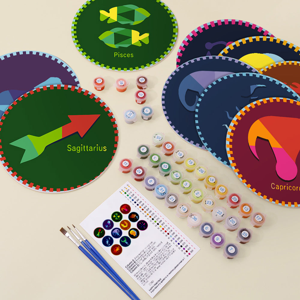 12 Stuks Sterrenbeeld Serie Placemats Schilderen op Nummers