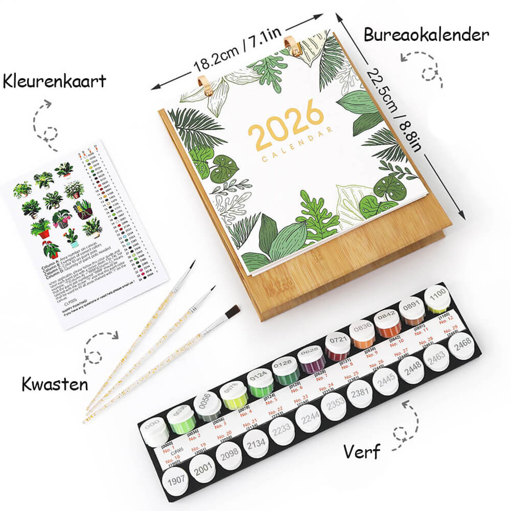 2026 Bureaukalender Schilderen op Nummers | Groene Potplant