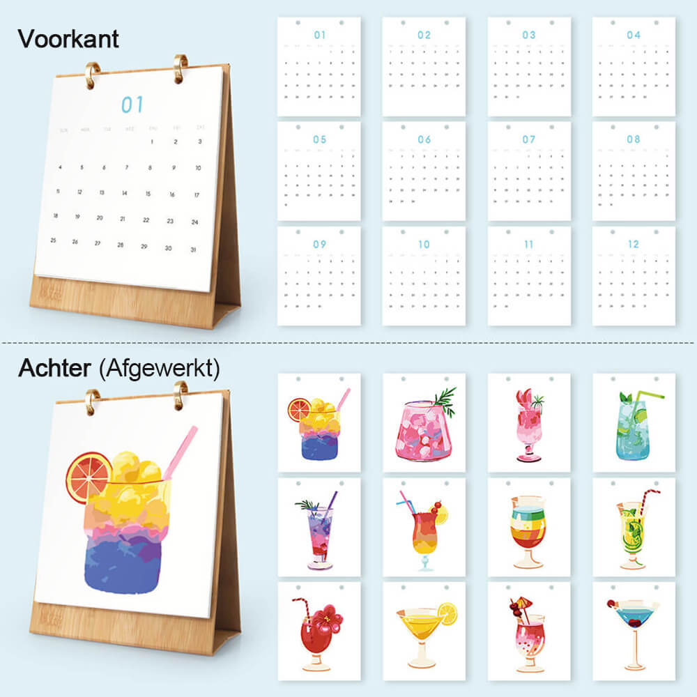 2026 Bureaukalender Schilderen op Nummers | Heerlijke Cocktails