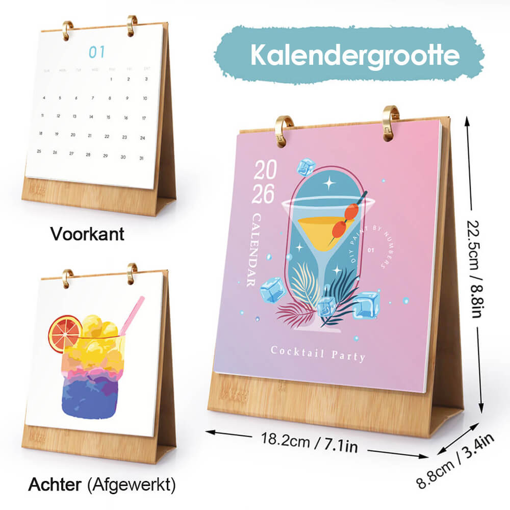2026 Bureaukalender Schilderen op Nummers | Heerlijke Cocktails