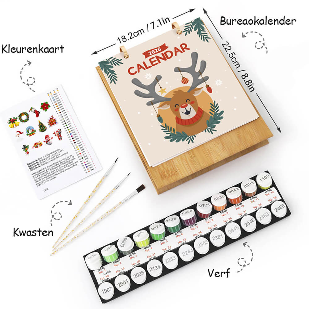 2026 Bureaukalender Schilderen op Nummers | Kerstsfeer