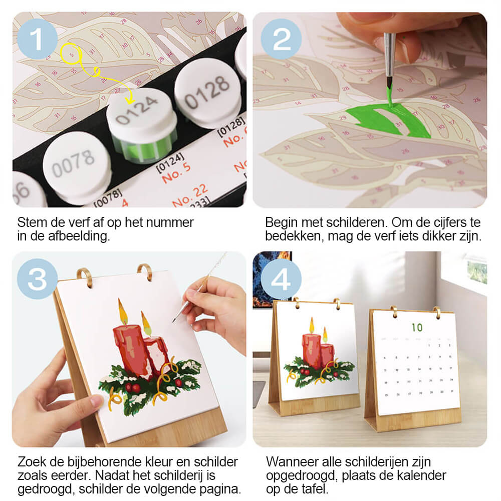 2026 Bureaukalender Schilderen op Nummers | Kerstversieringen