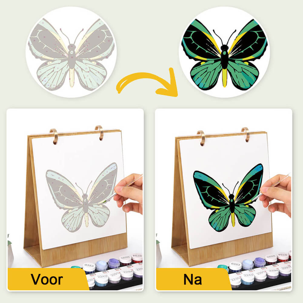 2026 Bureaukalender Schilderen op Nummers | Kleurrijke Vlinderspecimens