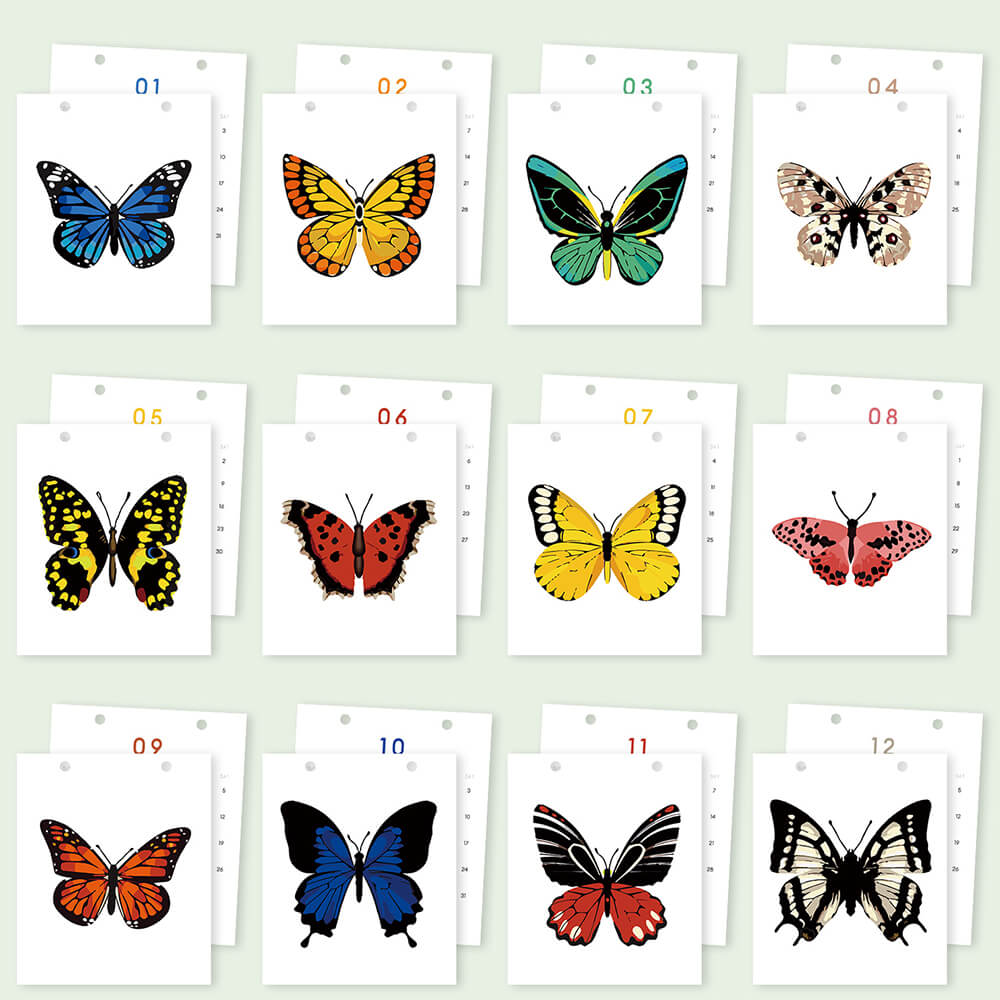 2026 Bureaukalender Schilderen op Nummers | Kleurrijke Vlinderspecimens