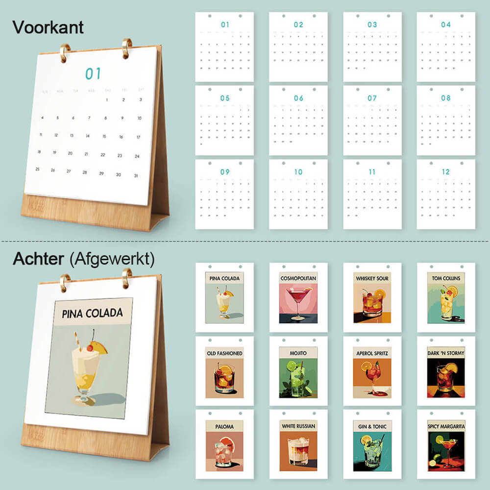 2026 Bureaukalender Schilderen op Nummers | Luxe Cocktails
