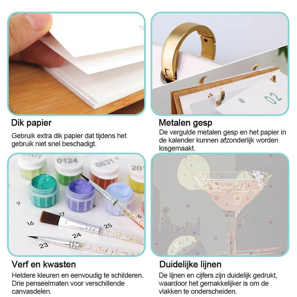 2026 Bureaukalender Schilderen op Nummers | Luxe Cocktails