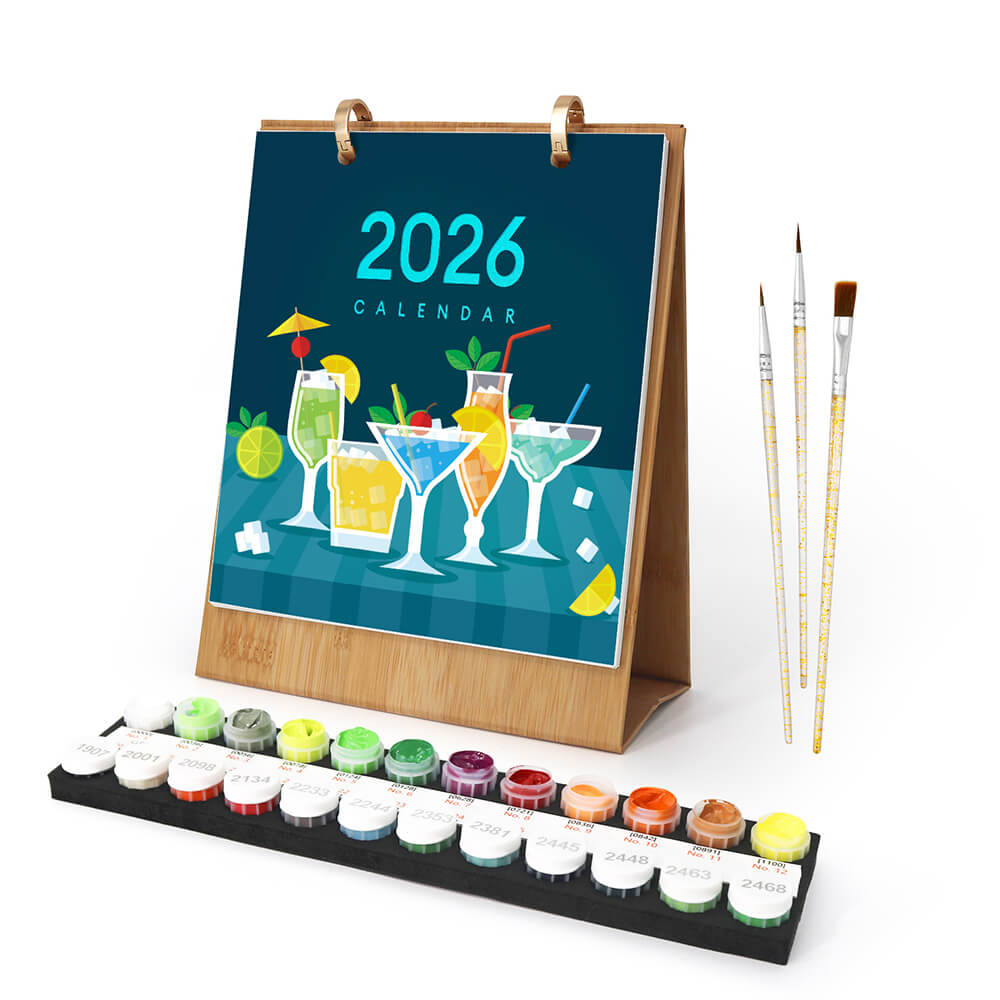 2026 Bureaukalender Schilderen op Nummers | Luxe Cocktails