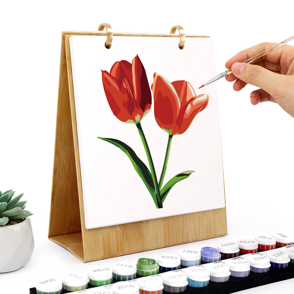2026 Bureaukalender Schilderen op Nummers | Prachtige Bloemen