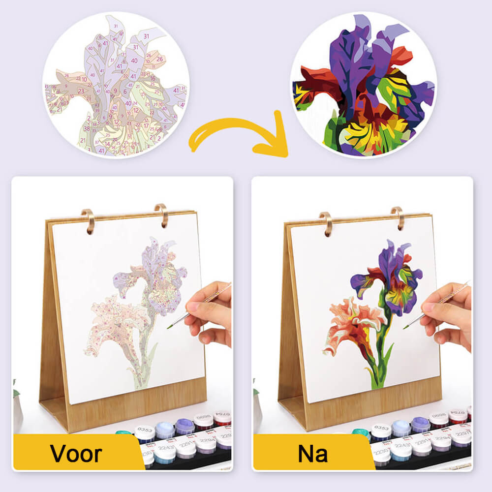2026 Bureaukalender Schilderen op Nummers | Prachtige Bloemen