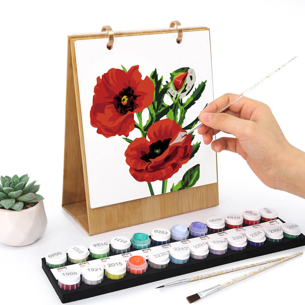 2026 Bureaukalender Schilderen op Nummers | Prachtige Bloemen