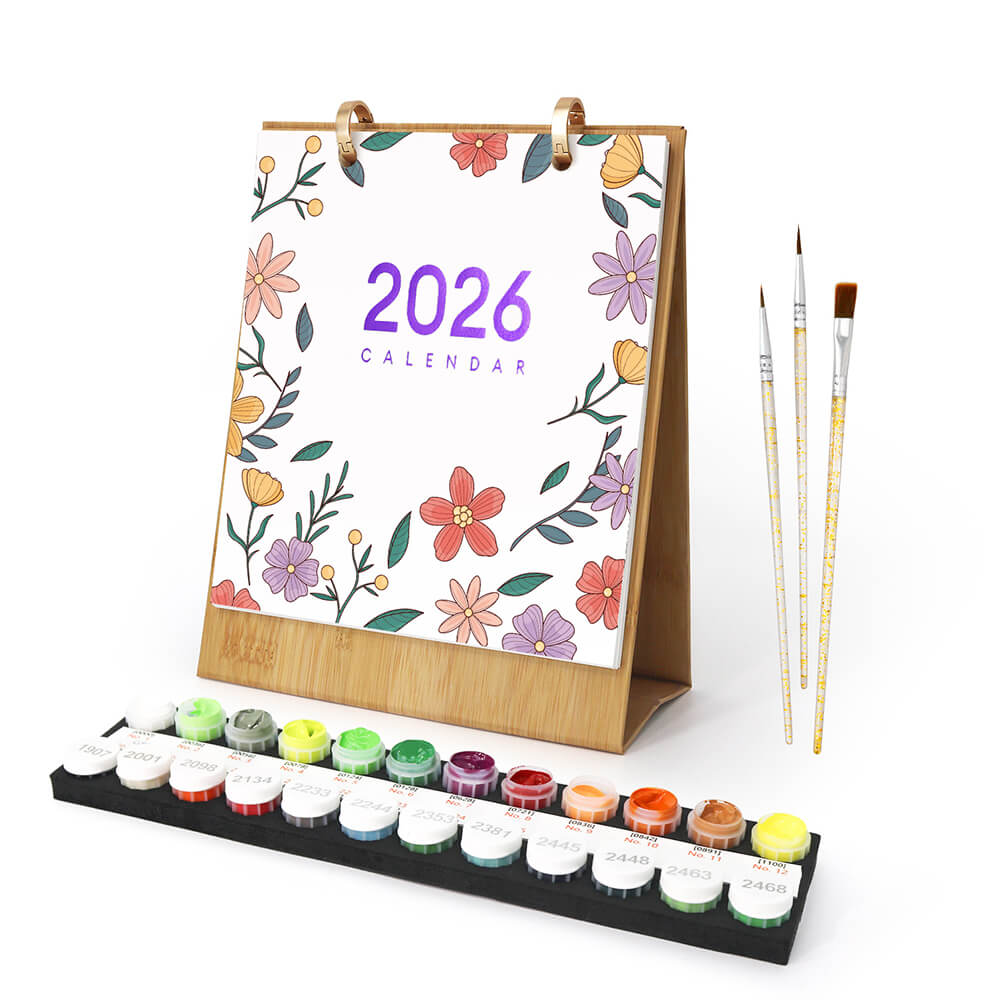 2026 Bureaukalender Schilderen op Nummers | Prachtige Bloemen