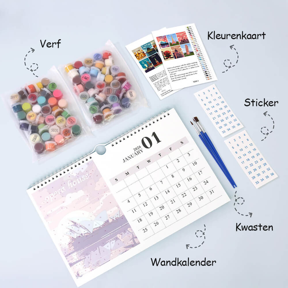 2026 Wandkalender Schilderen op Nummers | Beroemde Stadsmonumenten