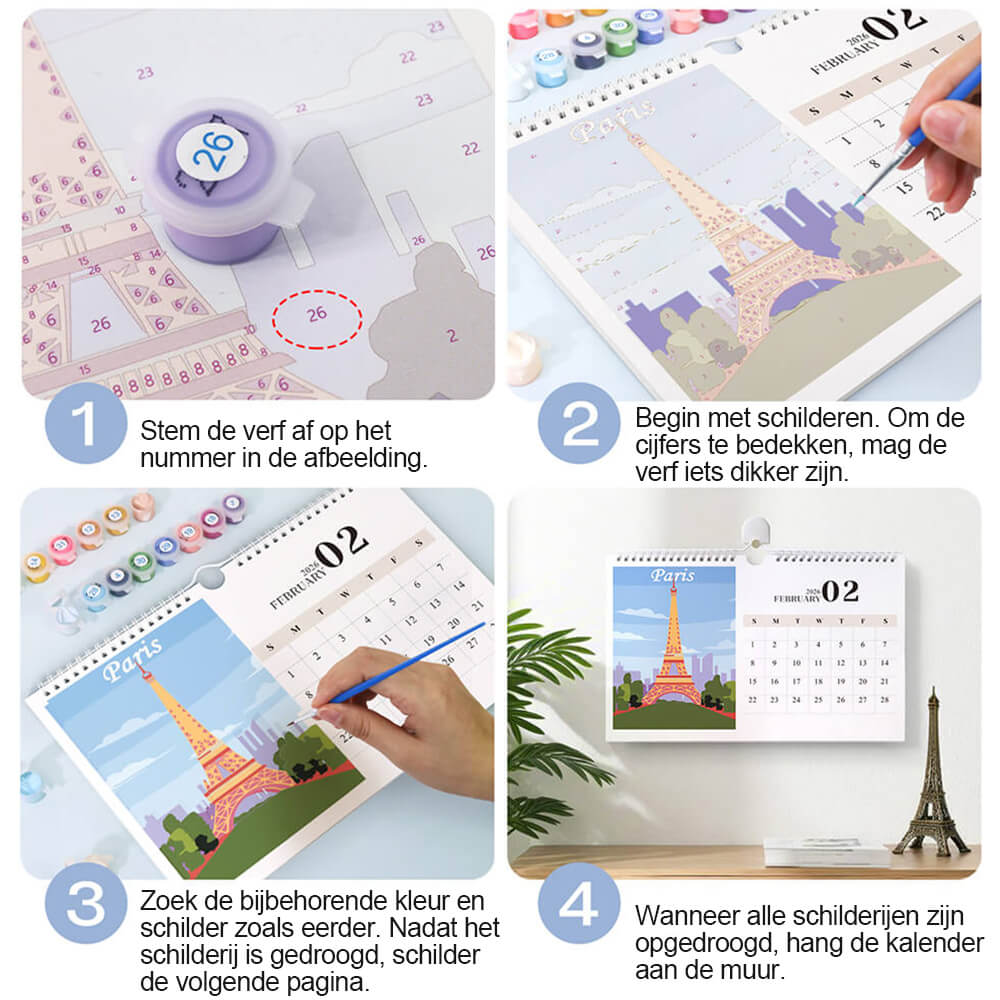 2026 Wandkalender Schilderen op Nummers | Beroemde Stadsmonumenten