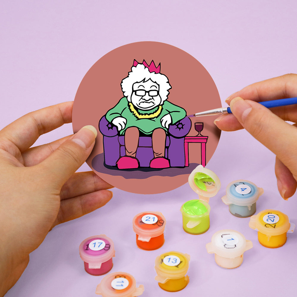 4 Stuks Cartoon Kerstfiguren Onderzetters Schilderen op Nummers