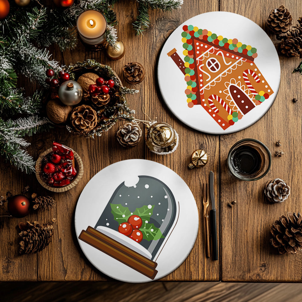 4 Stuks Cartoon Kerstkasteel Placemats Schilderen op Nummers