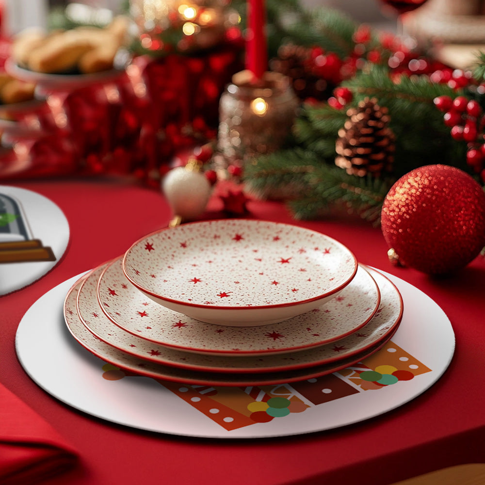 4 Stuks Cartoon Kerstkasteel Placemats Schilderen op Nummers