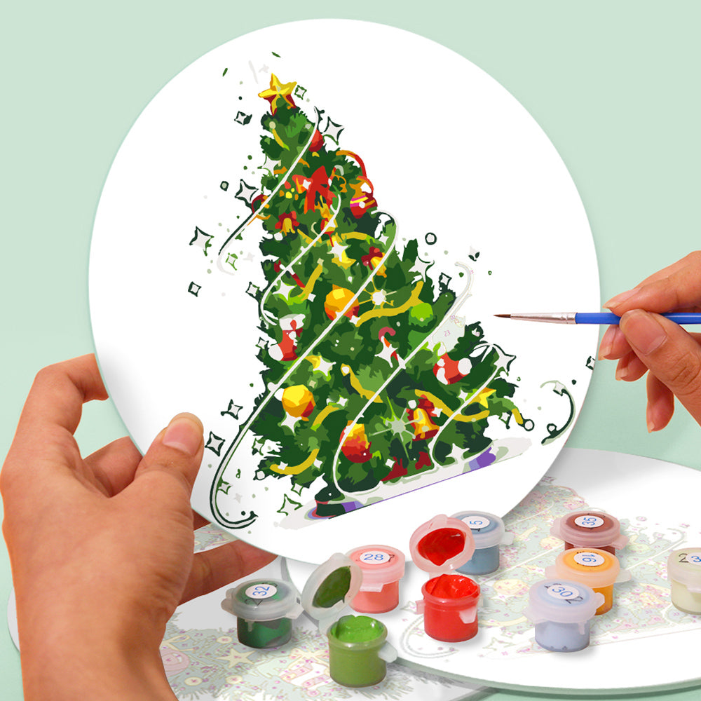 4 Stuks Kerstboom en Slinger Placemats Schilderen op Nummers