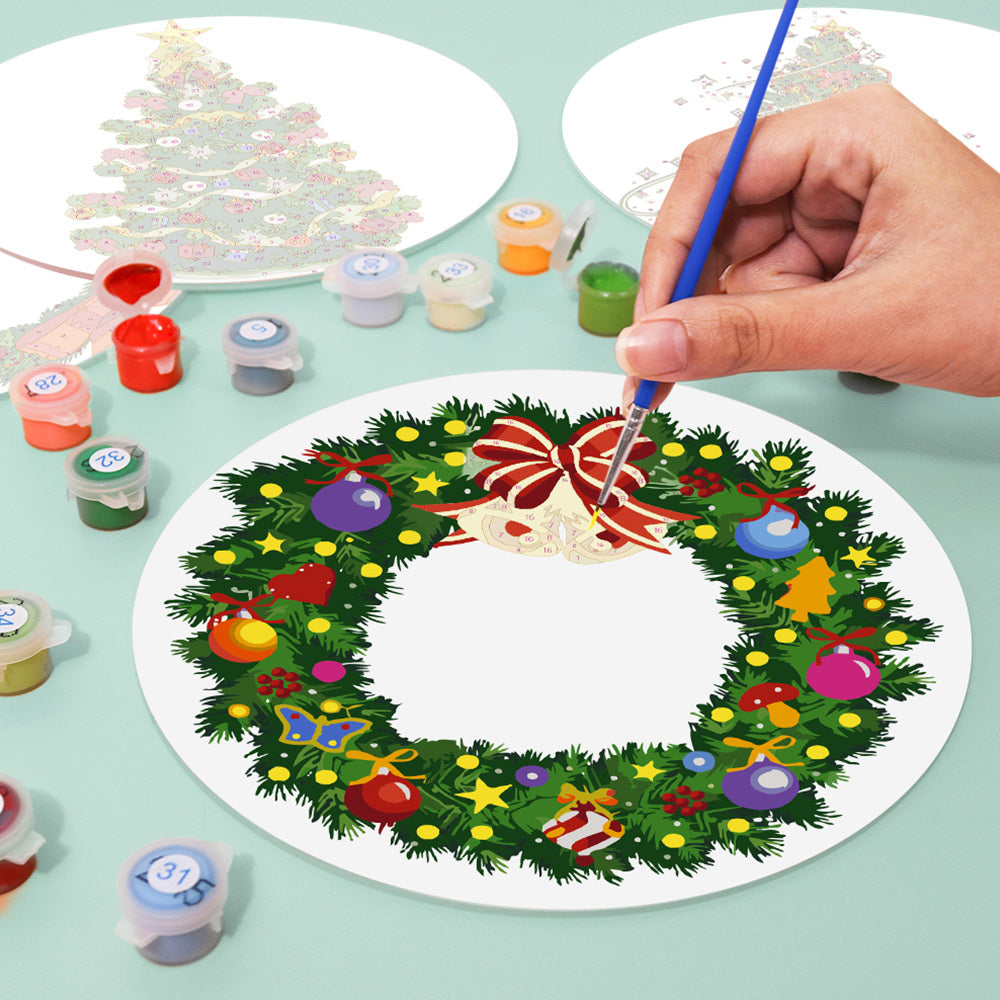 4 Stuks Kerstboom en Slinger Placemats Schilderen op Nummers