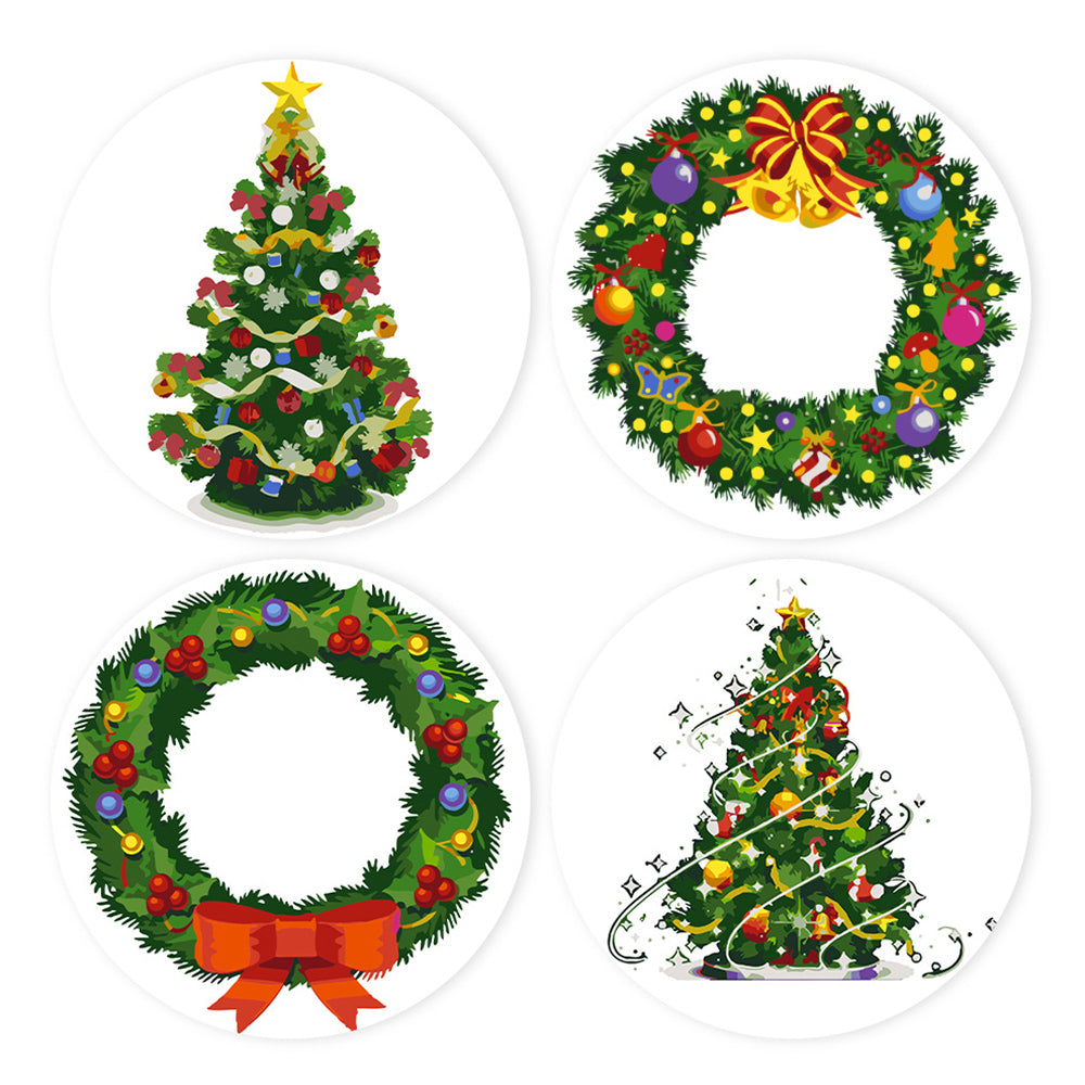 4 Stuks Kerstboom en Slinger Placemats Schilderen op Nummers