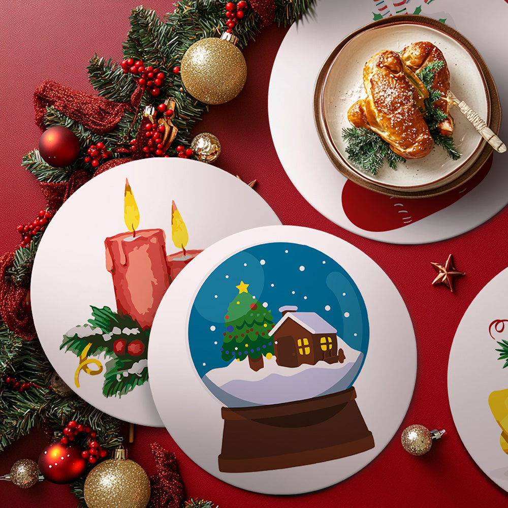 4 Stuks Kerstdecoraties Placemats Schilderen op Nummers
