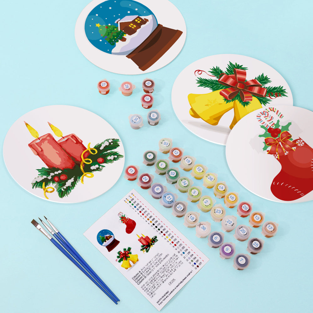 4 Stuks Kerstdecoraties Placemats Schilderen op Nummers