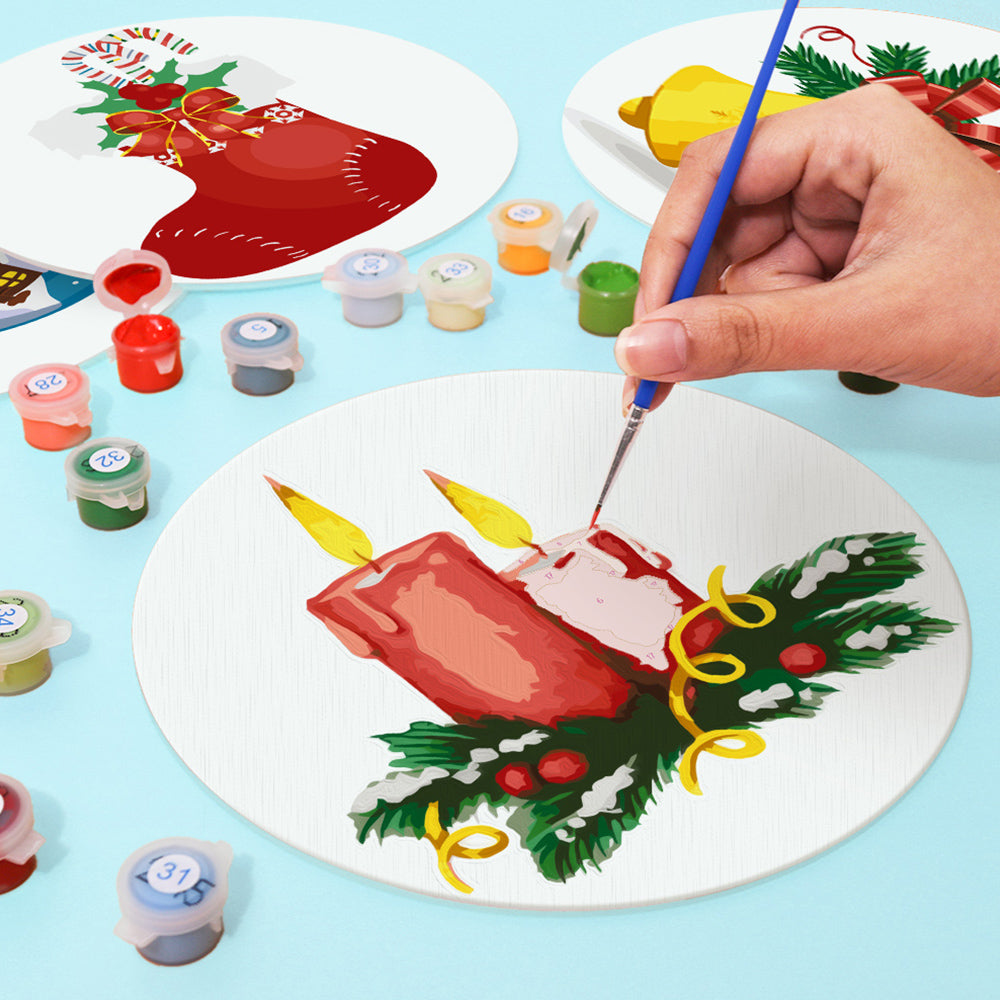 4 Stuks Kerstdecoraties Placemats Schilderen op Nummers
