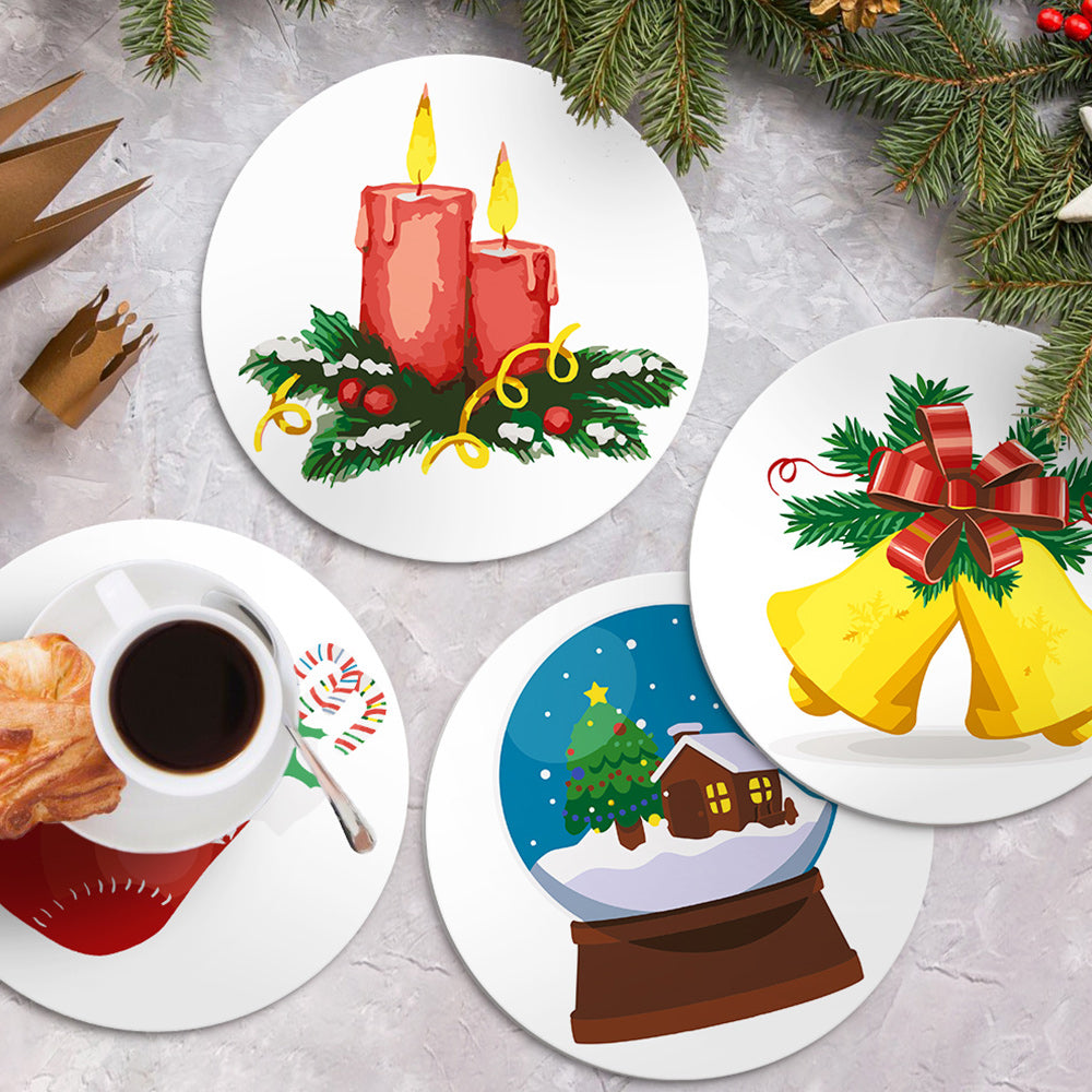 4 Stuks Kerstdecoraties Placemats Schilderen op Nummers