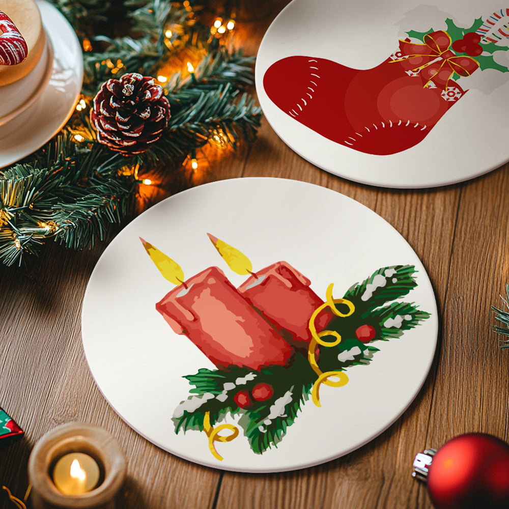 4 Stuks Kerstdecoraties Placemats Schilderen op Nummers