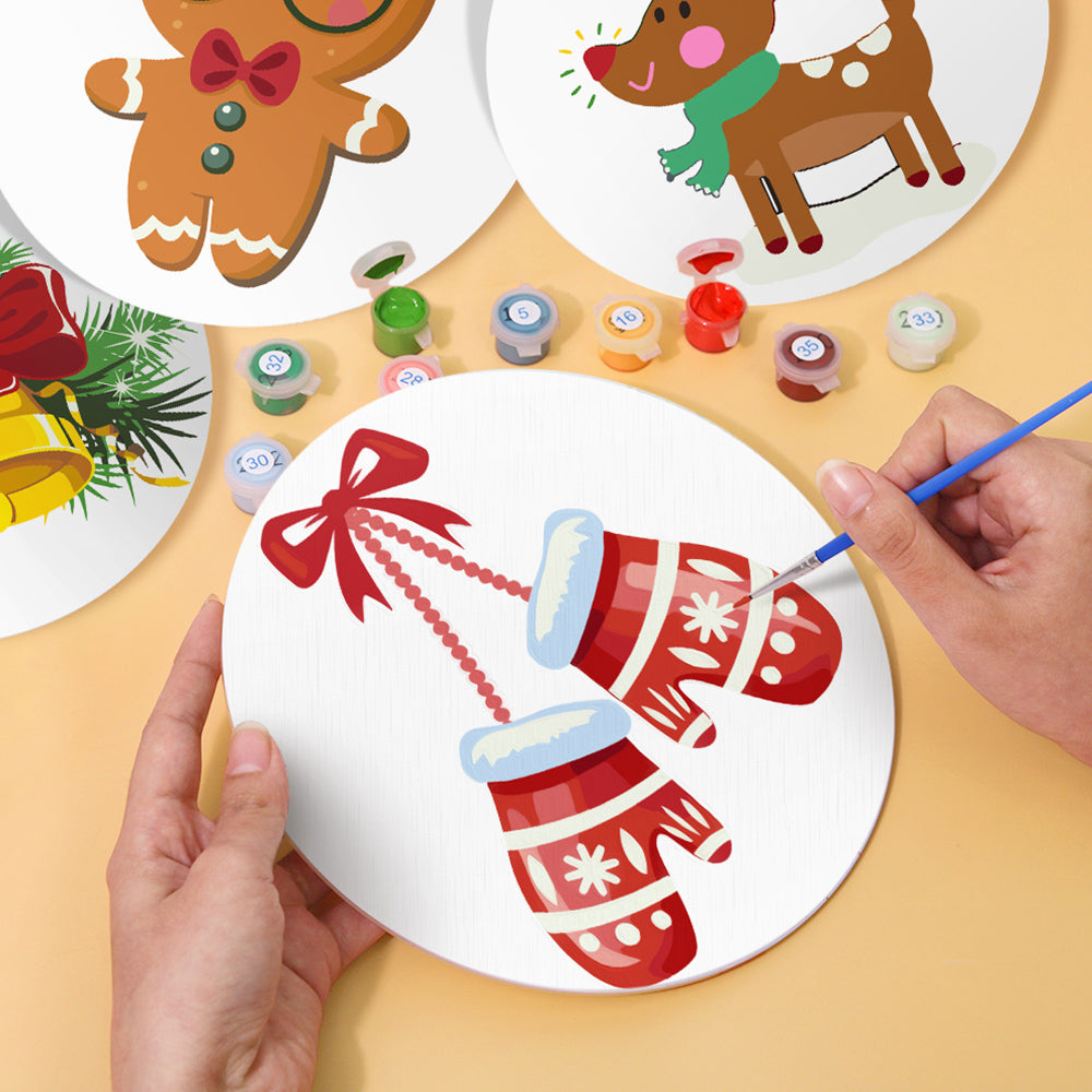 4 Stuks Kersthandschoenen en Bellen Placemats Schilderen op Nummers