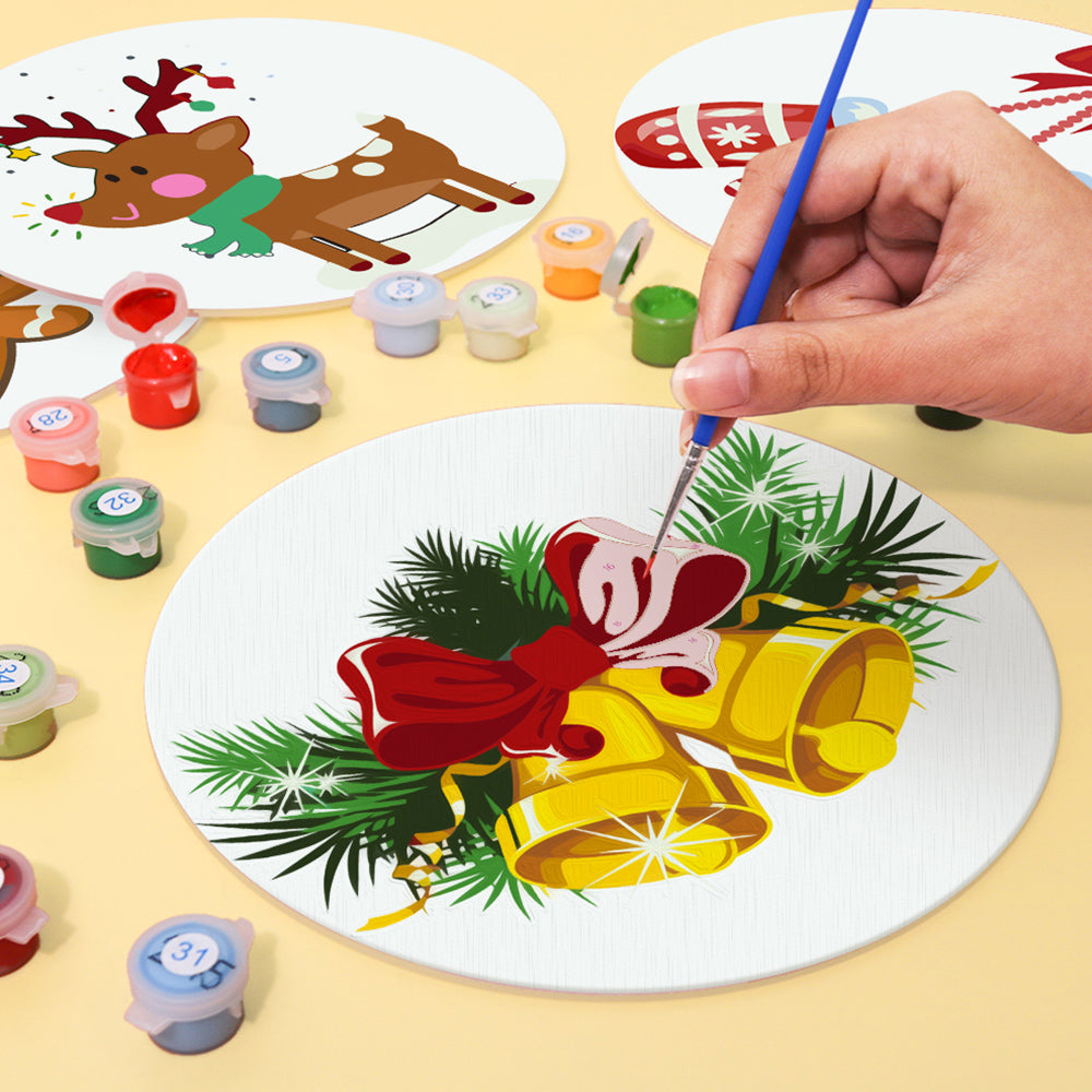 4 Stuks Kersthandschoenen en Bellen Placemats Schilderen op Nummers