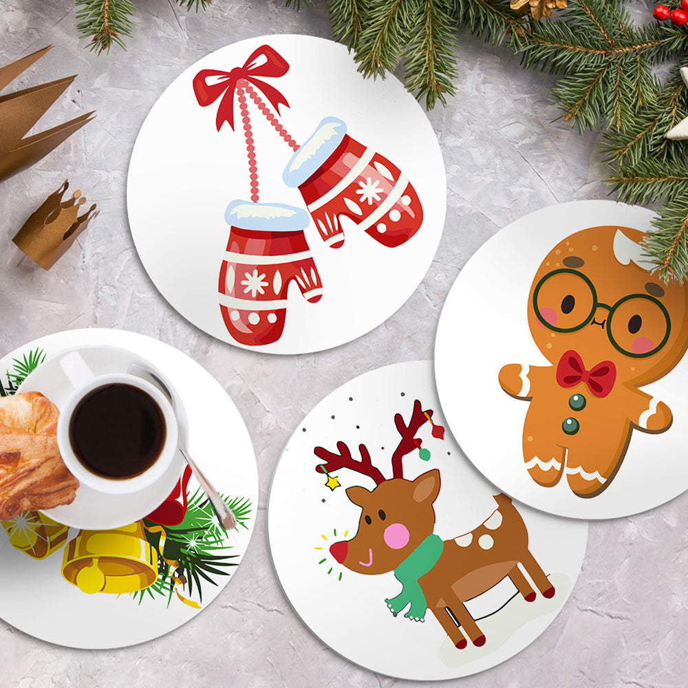 4 Stuks Kersthandschoenen en Bellen Placemats Schilderen op Nummers