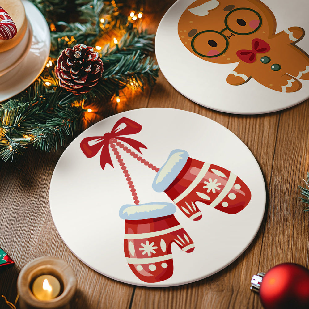 4 Stuks Kersthandschoenen en Bellen Placemats Schilderen op Nummers