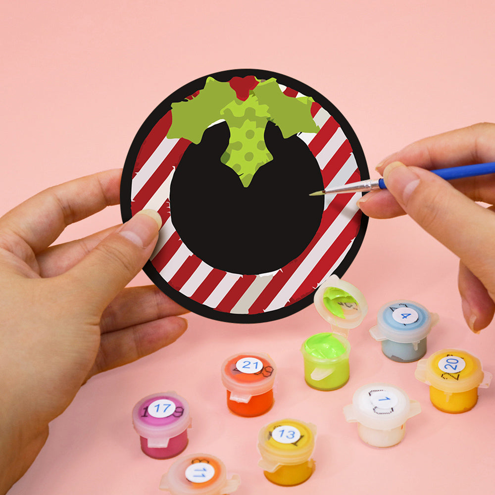 4 Stuks Kerstkostuums Onderzetters Schilderen op Nummers