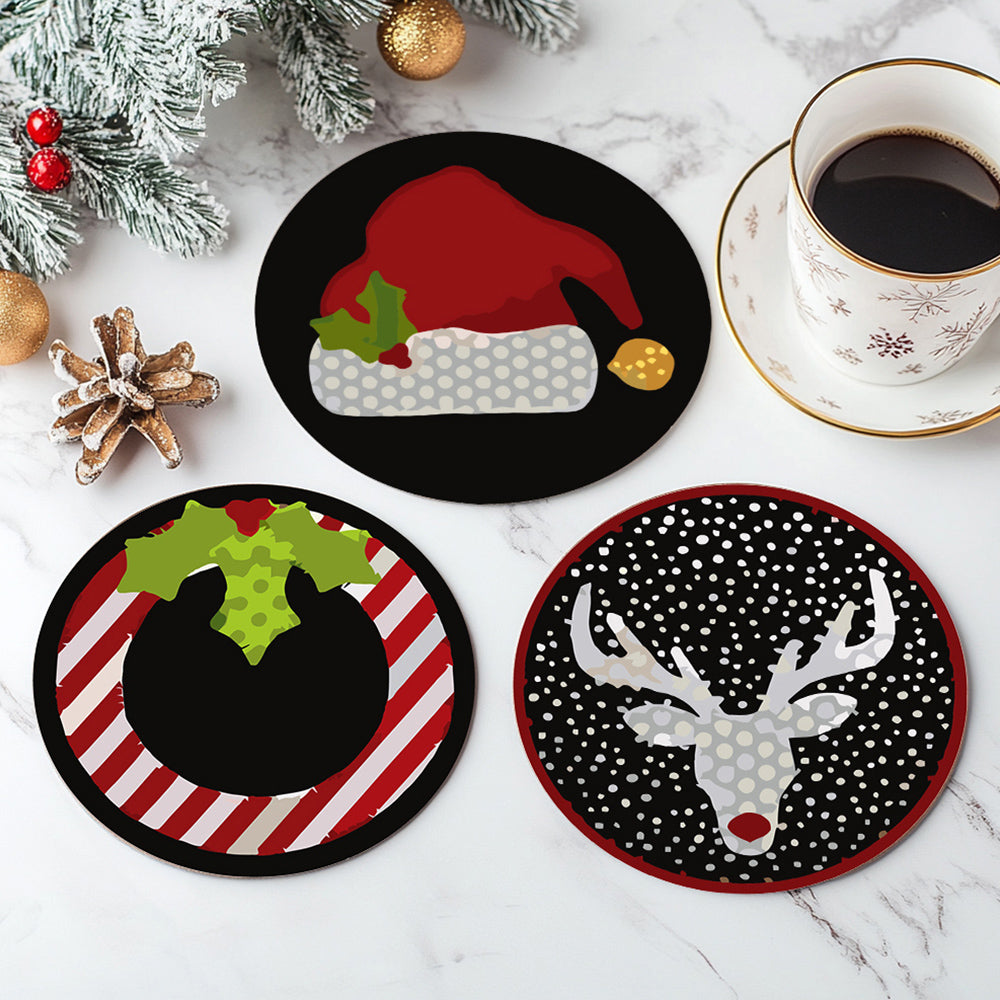 4 Stuks Kerstkostuums Onderzetters Schilderen op Nummers