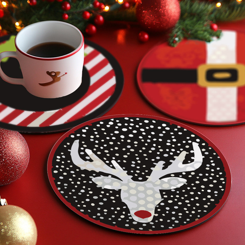 4 Stuks Kerstkostuums Onderzetters Schilderen op Nummers
