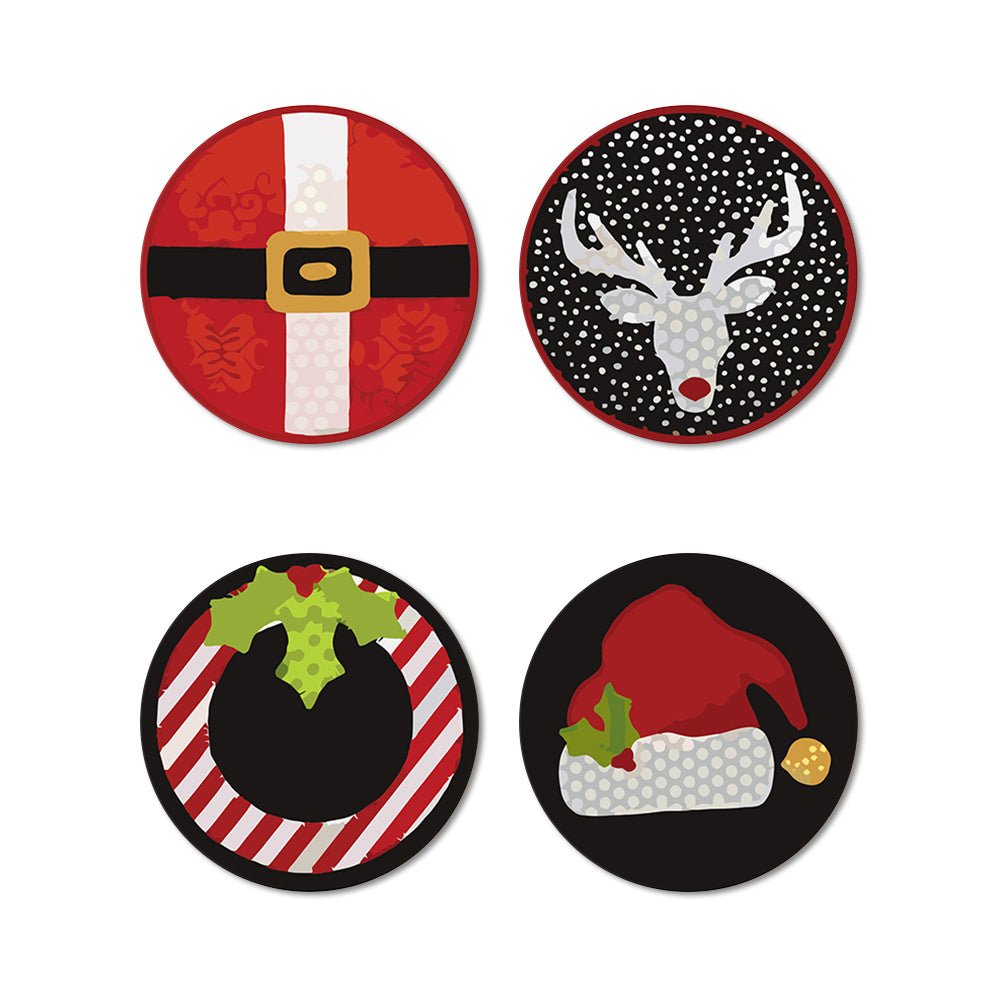 4 Stuks Kerstkostuums Onderzetters Schilderen op Nummers
