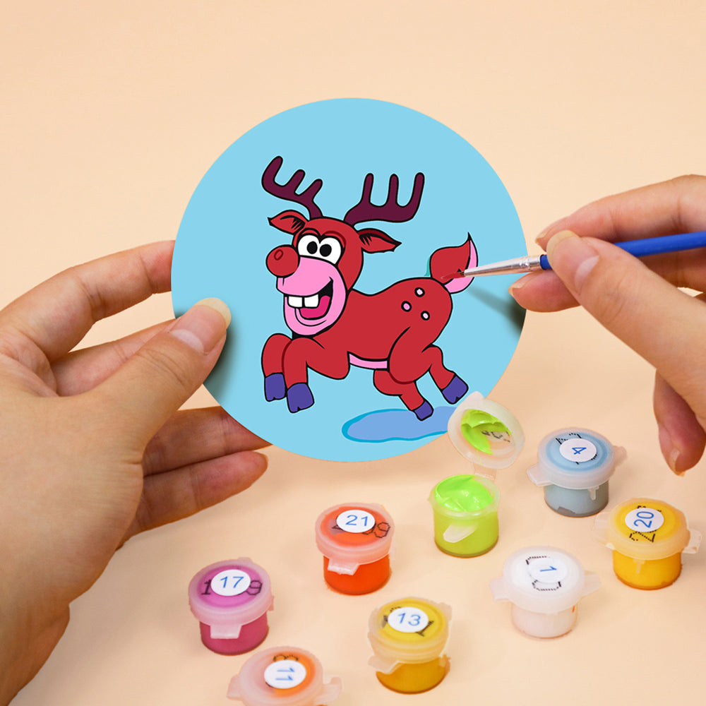4 Stuks Kerstmis Dieren Onderzetters Schilderen op Nummers