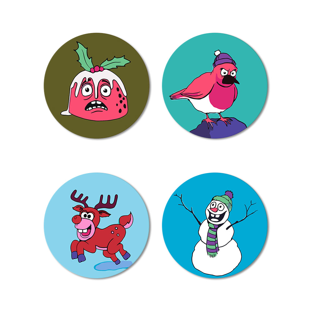 4 Stuks Kerstmis Dieren Onderzetters Schilderen op Nummers