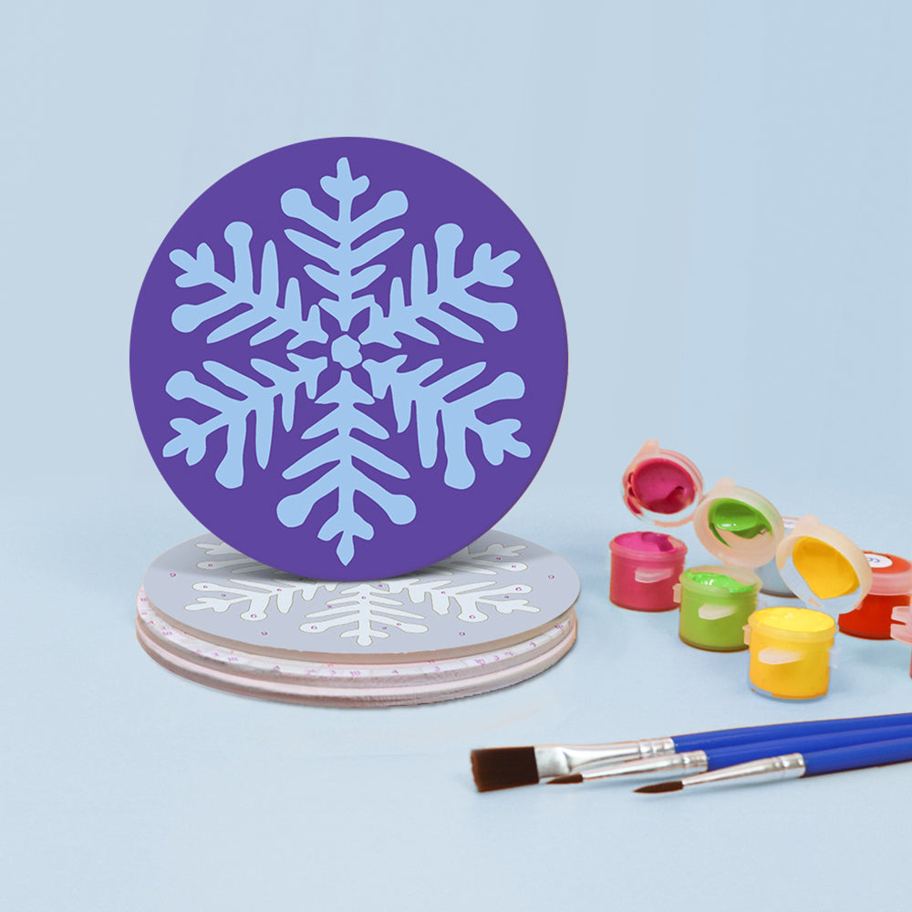 4 Stuks Kerstmis Sneeuwvlok Onderzetters Schilderen op Nummers