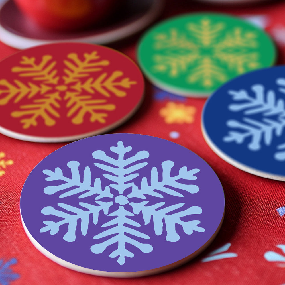 4 Stuks Kerstmis Sneeuwvlok Onderzetters Schilderen op Nummers