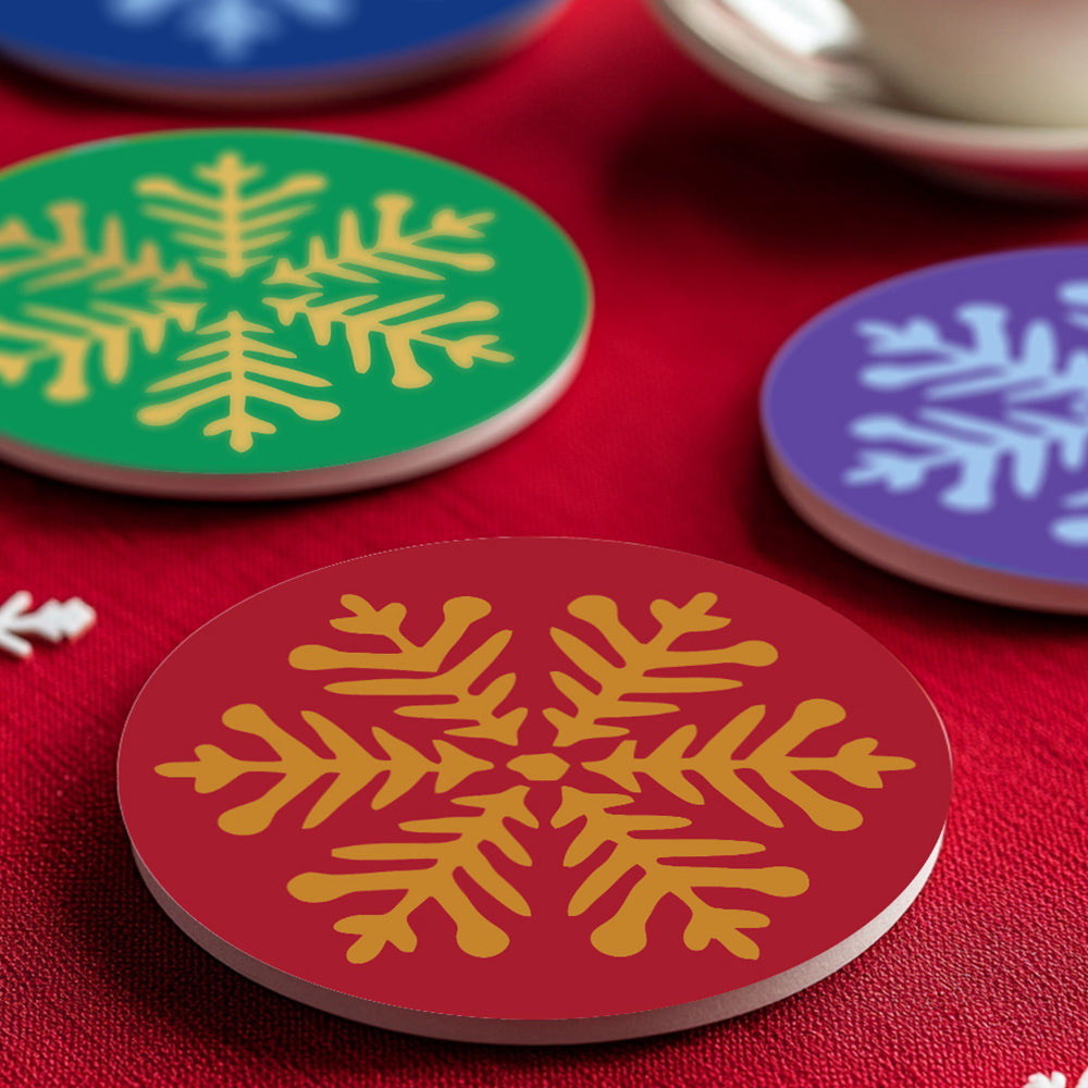 4 Stuks Kerstmis Sneeuwvlok Onderzetters Schilderen op Nummers