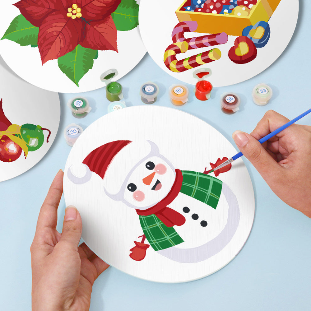4 Stuks Kerstsnoep en Cadeau Placemats Schilderen op Nummers